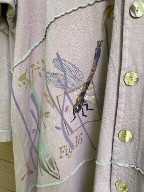 Vintage 1990s BLUEFISH Brand Dragonflies Button Down Dress Size 2 (PLUS)